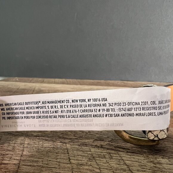 American Eagle Grey Genuine Cow Leather Snake Print Belt Size Medium, New - Picture 4 of 12